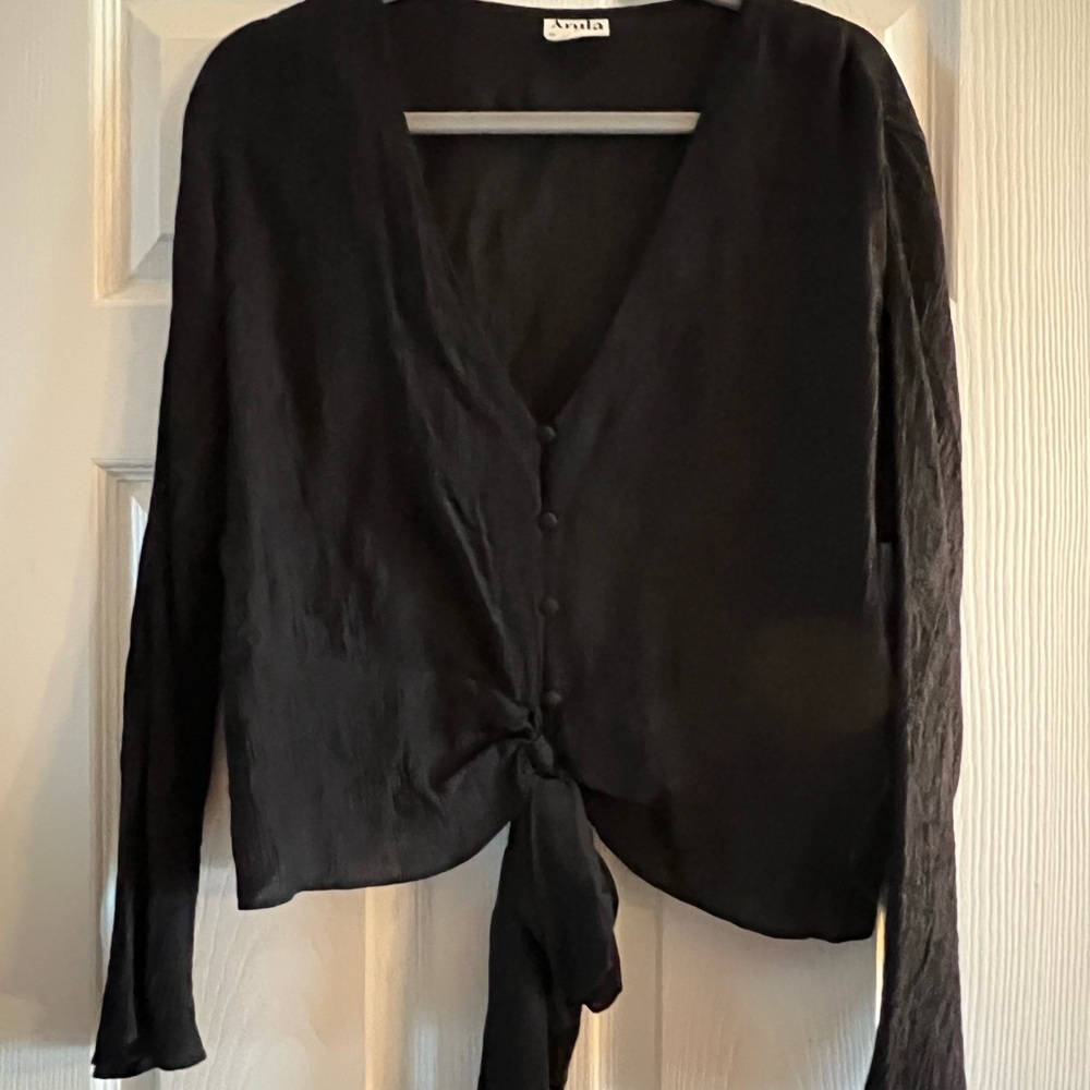 Women's Black Button-Down Top/pant set